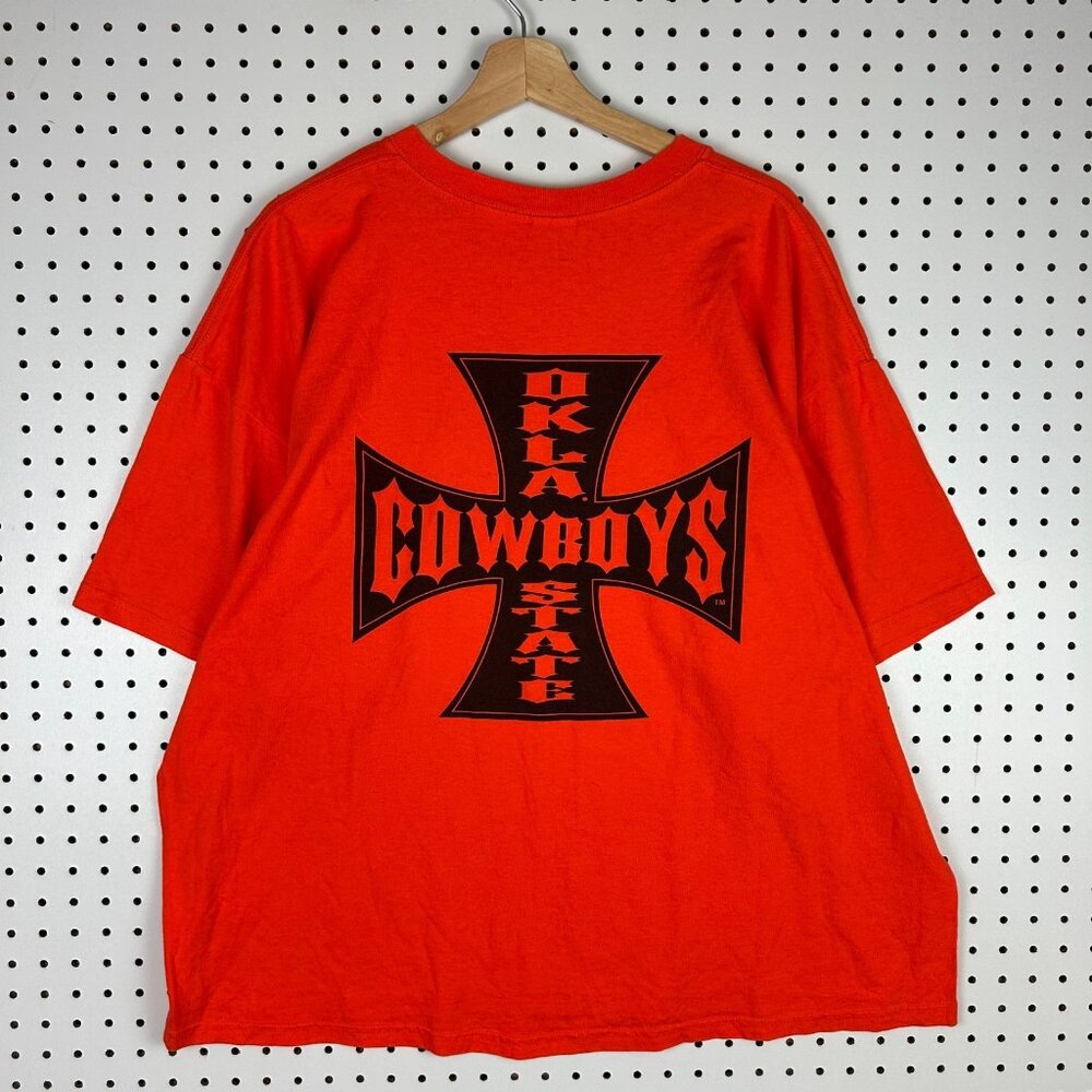 Oklahoma State Cowboys T Shirt XXL Orange West Coast‎ Chopper Logo Y2K Vintage